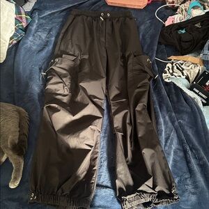 Black Cargo Pants with Drawstring Waist